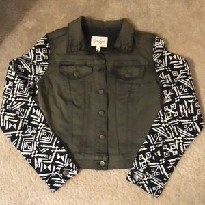 Jessica Simpson Olive Jean Jacket w/ Tribal Print